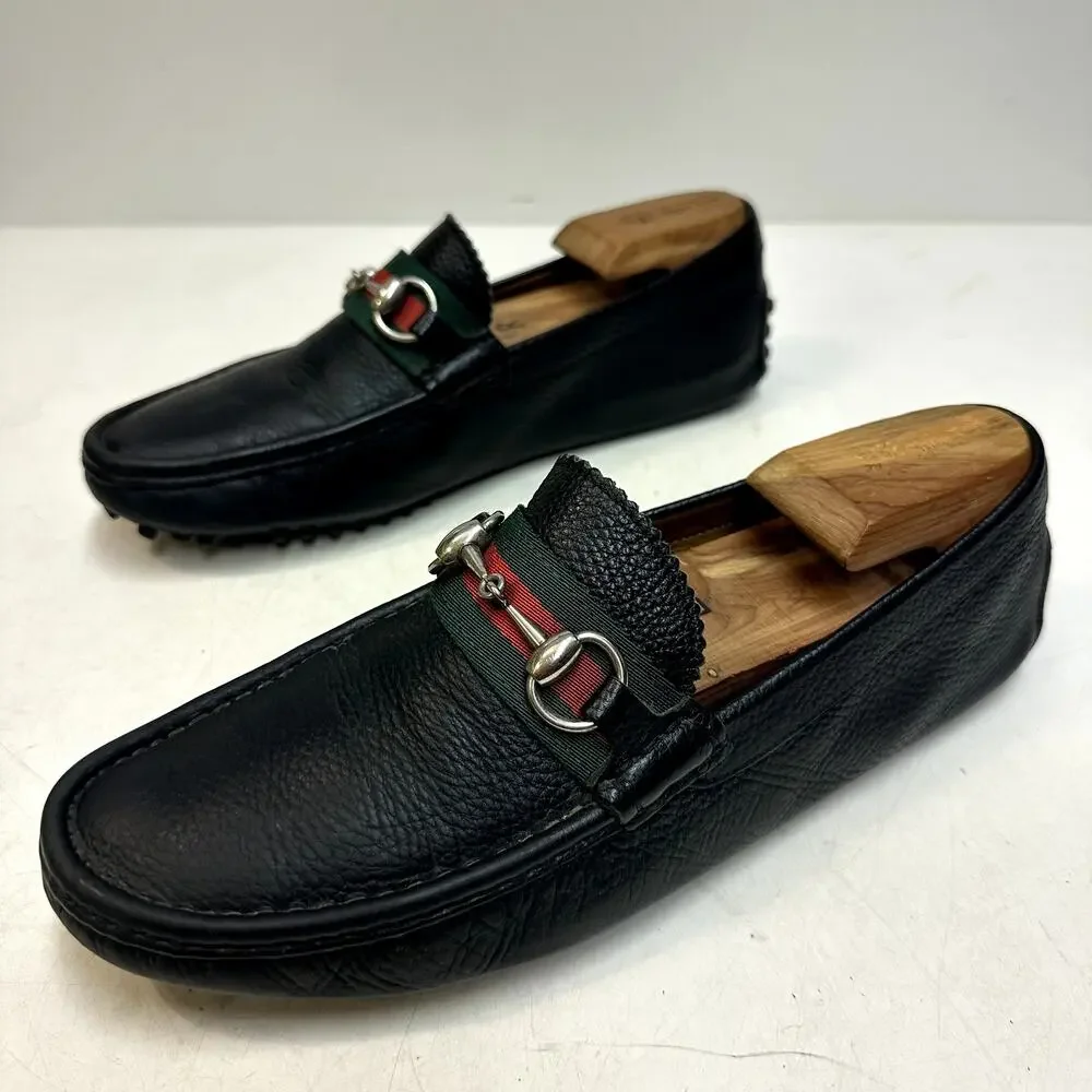 GUC Gucci Horsebit Driver Loafers Ayrton Quentin Green Red Made in Italy US 7.5